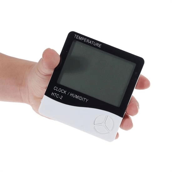 İç Ve Dış Ortam Sıcaklığını Ölçebilen Lcd Ekran Saat Göstergeli Alarmlı Nem Ölçer Termometre Bx40