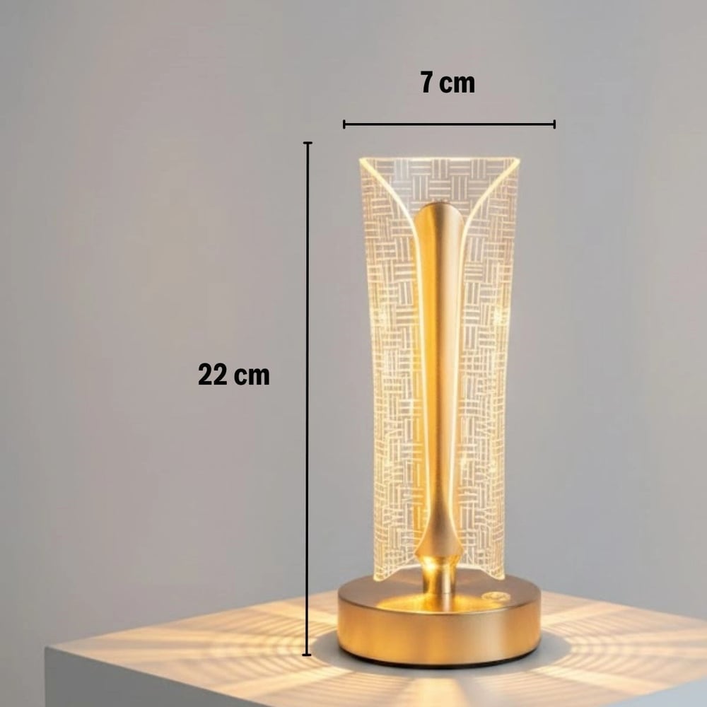 İki Yandan Kavisli Silindirik Çizgi Model kristal Led Masa Lambası – Dokunmatik, 3 Renk Işık Modlu, Şarjlı Dekoratif Gece Lambası Bx40