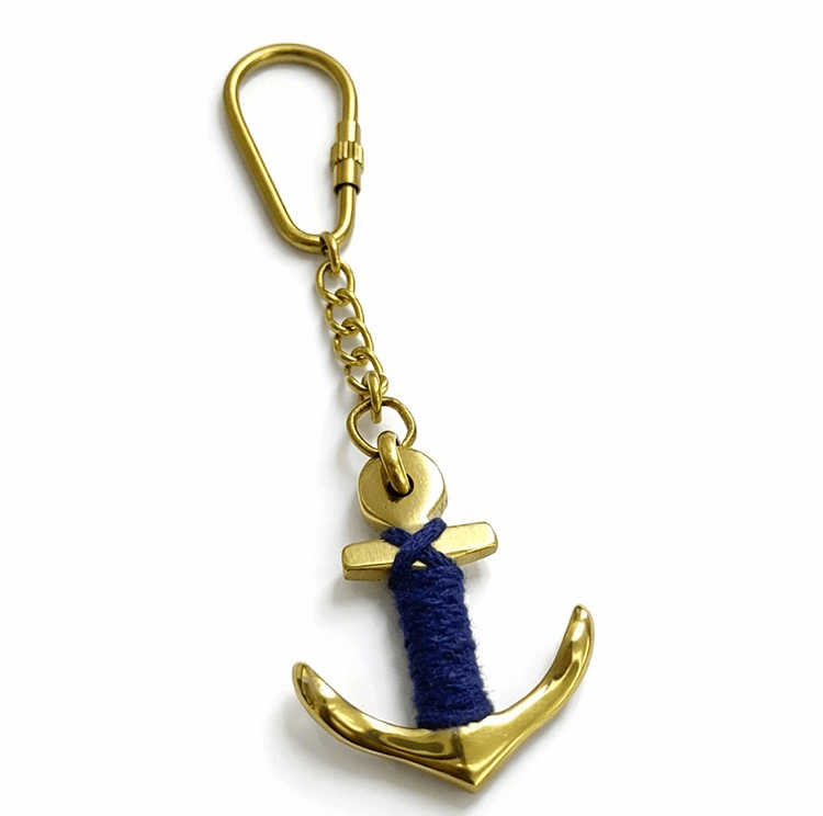 İp Detaylı Pirinç Çapa Anahtarlık