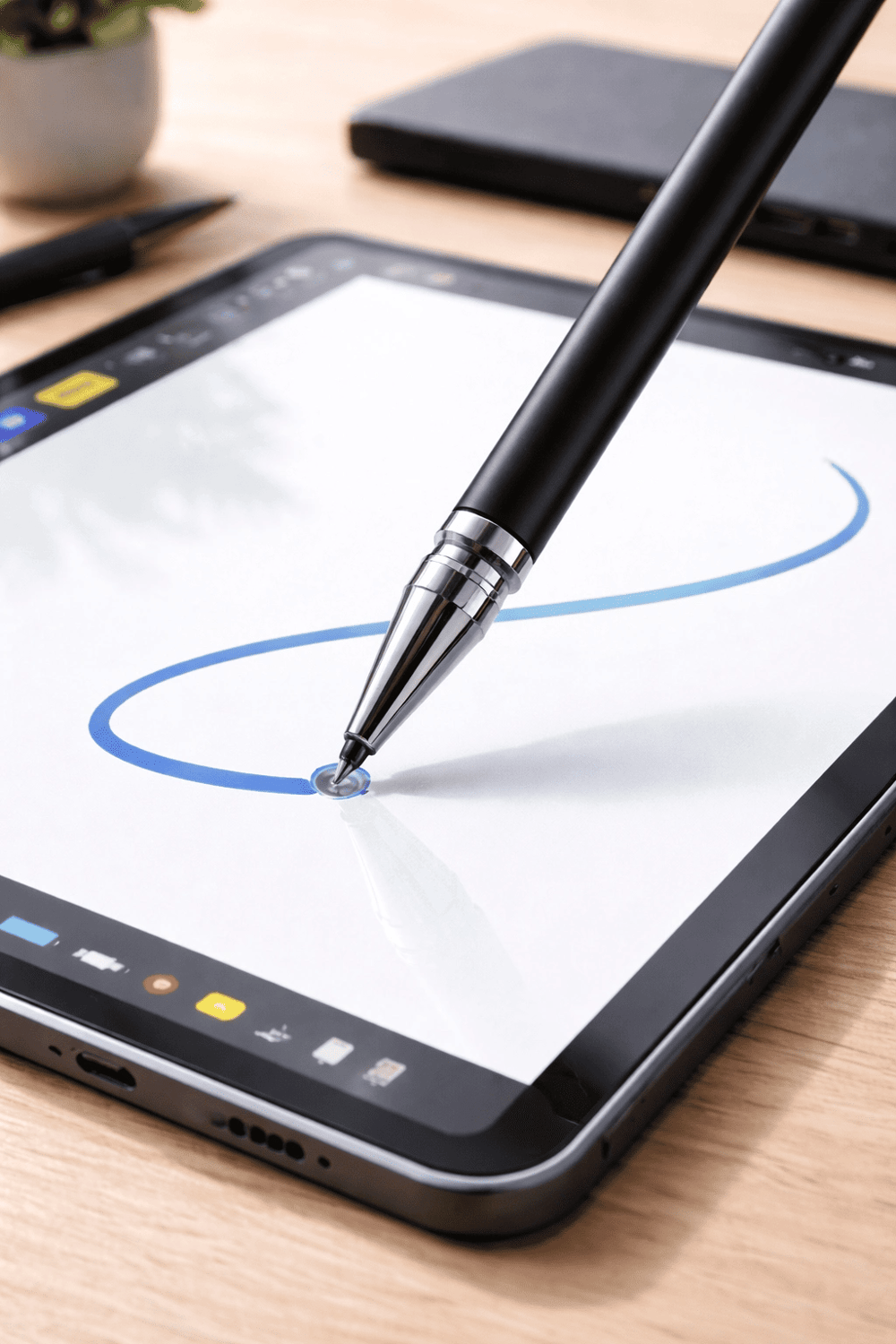 İphone 15 Plus Uyumlu Dokunmatik Stylus Kalem Disk Uçlu Hassas Tablet Telefon Çizim Kalemi