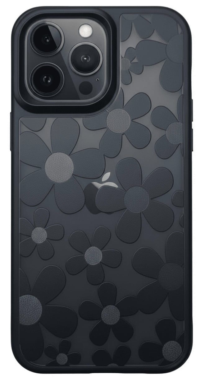 İphone 16 Pro Max Çiçekli Kılıf Bağlama Aparatlı Siyah
