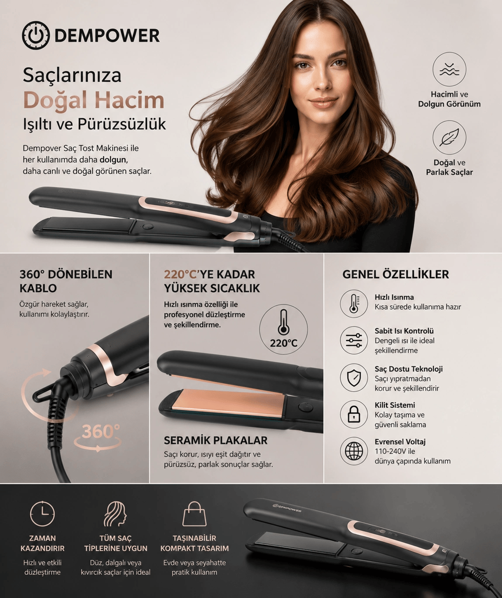 Isı Kontrollü Saç Tost Makinesi Hacimli Saç Görünümü İçin Elektrikli Şekillendirici Cihaz