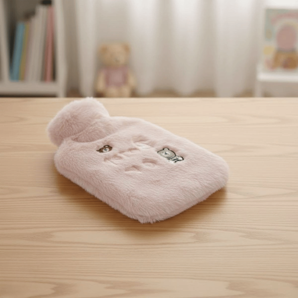 Işıklı Ayıcıklı Figürlü Pembe Peluş Sıcak Su Torbası 1 Lt – Yumuşak Kılıf, Uzun Süre Sıcak Tutan Termal Su Torbası Bx40