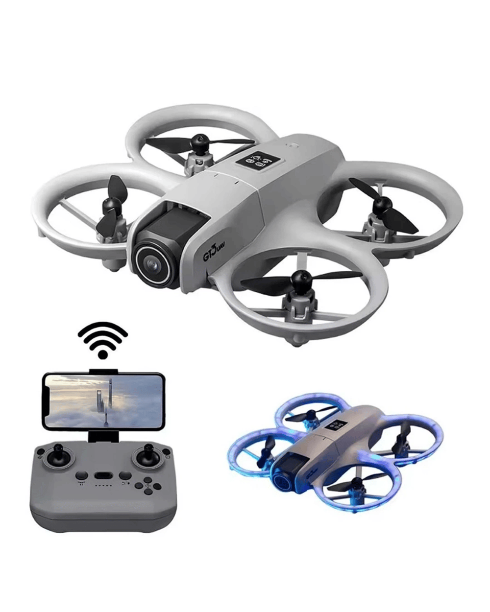 Işıklı Mini Drone Çift Batarya ve Yedek Pervane Setli