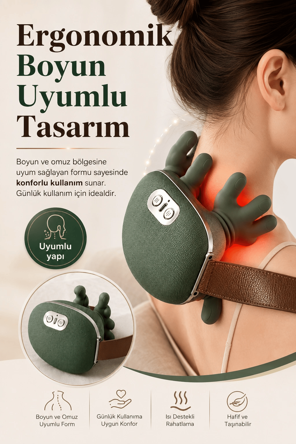 Isıtmalı Boyun Ve Omuz Masaj Aleti Rahatlatıcı Yoğurma Masaj Özellikli Kullanışlı Model