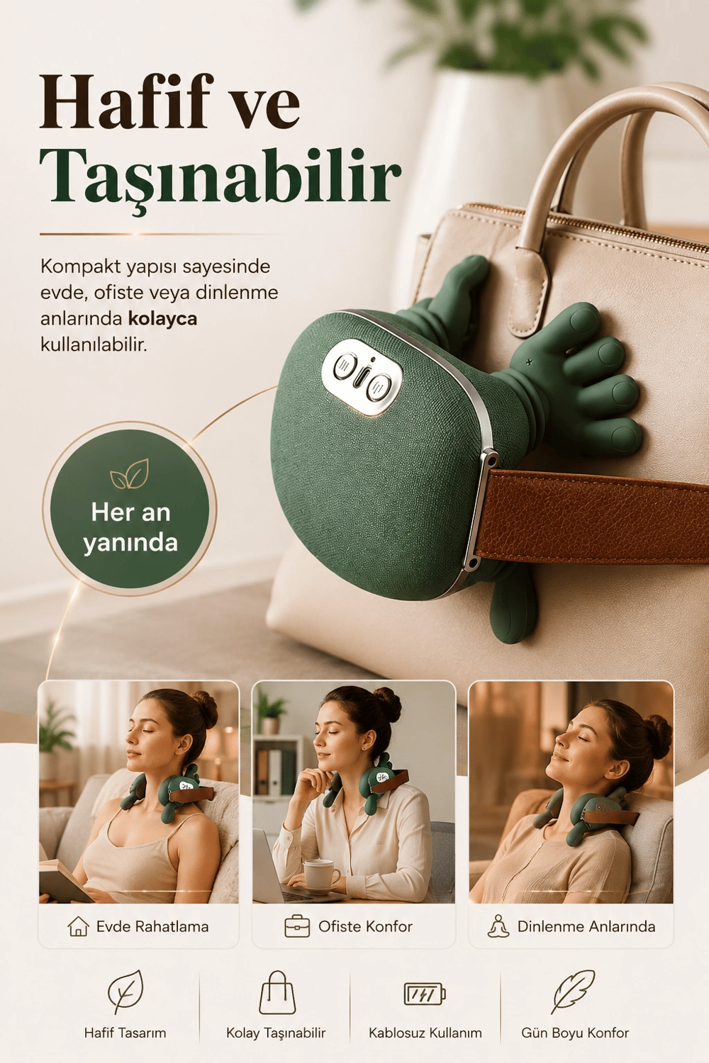 Isıtmalı Boyun Ve Omuz Masaj Aleti Rahatlatıcı Yoğurma Masaj Özellikli Kullanışlı Model