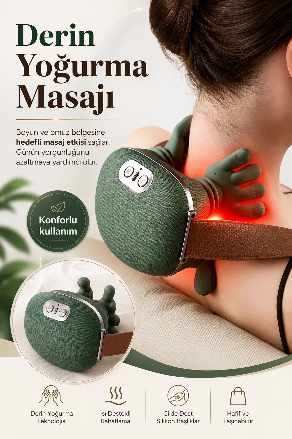 Isıtmalı Boyun Ve Omuz Masaj Aleti Rahatlatıcı Yoğurma Masaj Özellikli Kullanışlı Model