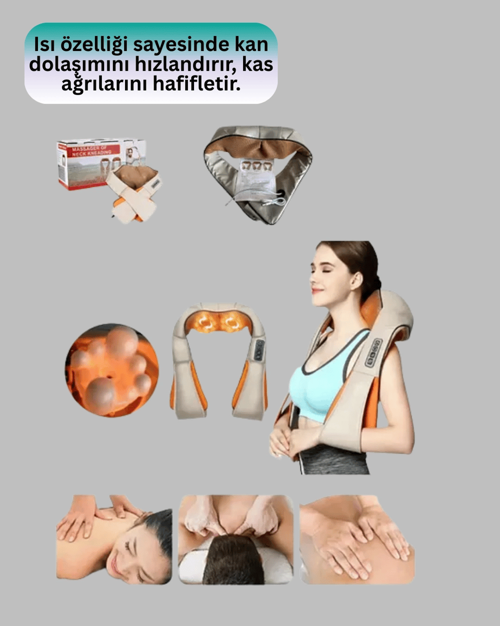 Isıtmalı Ovmalı Masaj Aleti Kas Gevşetici ve Kan Dolaşımı Düzenleyici