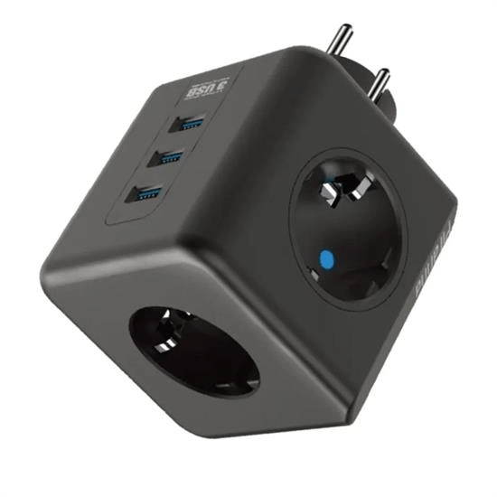 Isıya Dayanıklı Termal Akım Korumalı Ve Çocuk Korumalı 3 Priz Girişli 3 Usb Girişli Küp Priz Bx40