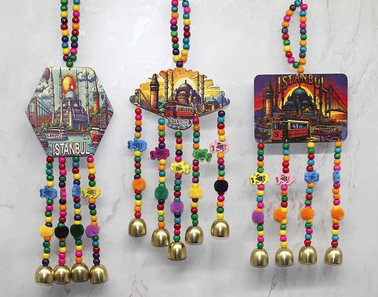 İstanbul Temalı Renkli Boncuklu Asmalı Rüzgar Çanı Alk4572
