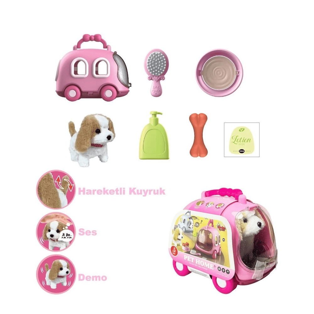 JND-6802 Taşıma Araba Çantalı Hareketli Pilli Köpek Set - Stokta Olan Renk Gönderilir