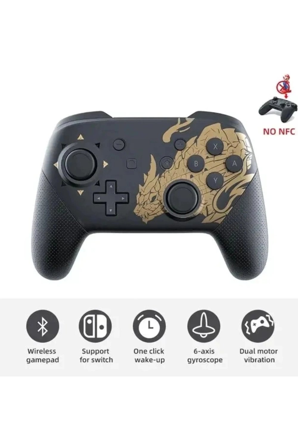 Joystick Bluetooth bağlantılı altın renk Nintendo Switch uyumlu kablosuz gamepad oyun kolu