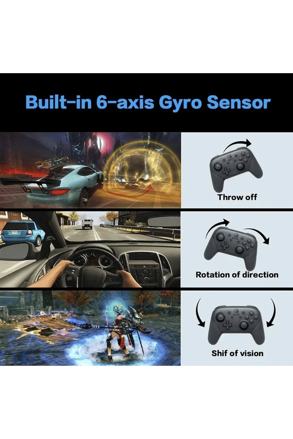 Joystick Bluetooth bağlantılı altın renk Nintendo Switch uyumlu kablosuz gamepad oyun kolu