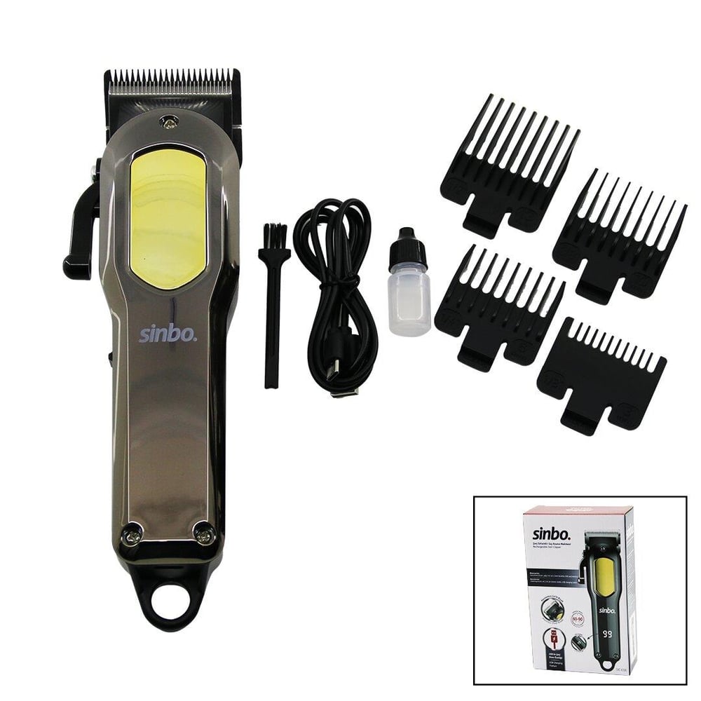 KESİM AYAR MANDALLI USB ŞARJLI - LCD GÖSTERGELİ SAÇ KESME TRAŞ MAKİNESİ GÖVDE KROM KAPLAMA SHC-4396 (3936)