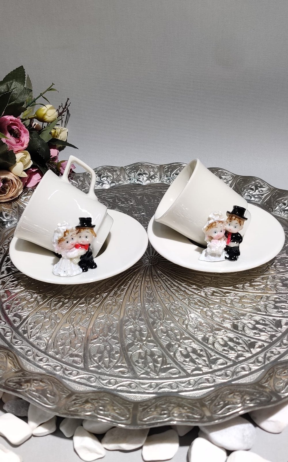 KİRLİNOVA® GELİN DAMAT 2Lİ PORSELEN FİNCAN TAKIMI