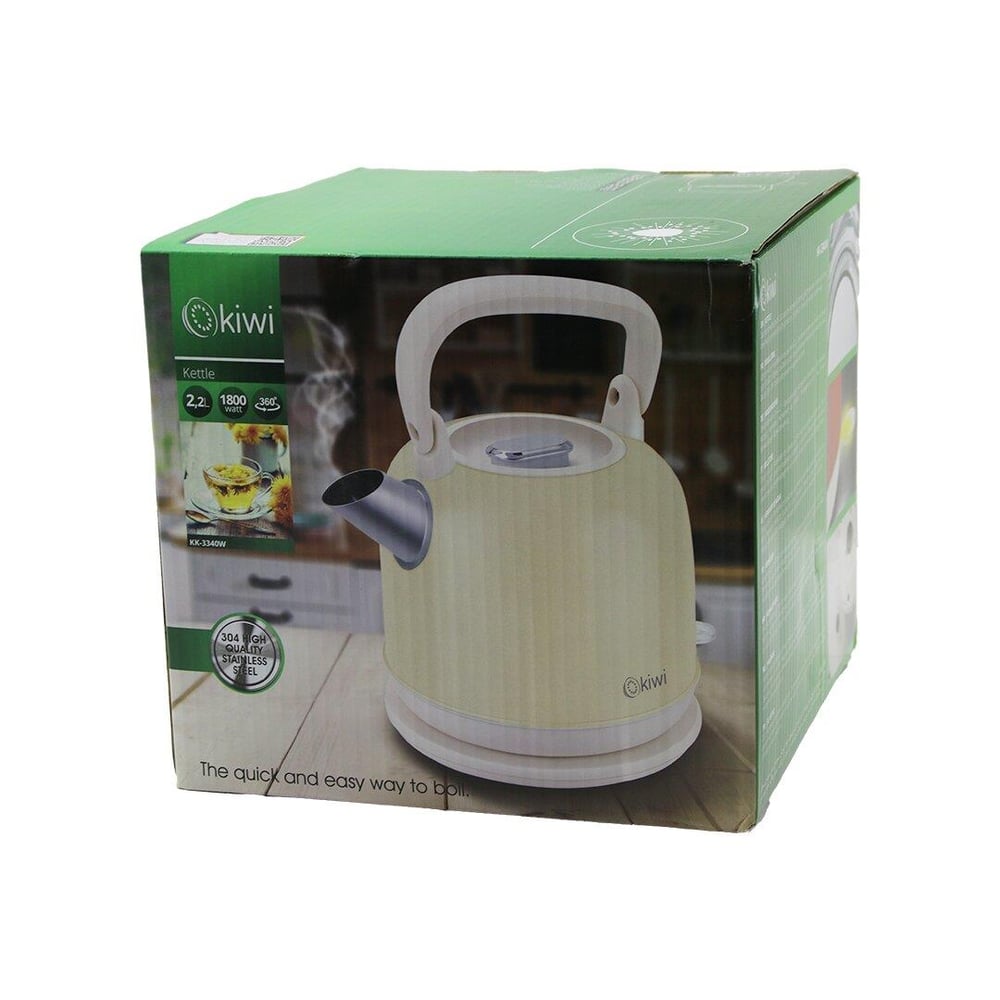 KİWİ KK-3340W KREM NOSTALJİ DEMLİK MODELÇELİK KETTLE SU ISITICI 2.2LT1800W PASLANMAZ ÇELİK GÖVDE- GİZLİ RESİZTANS (3936)