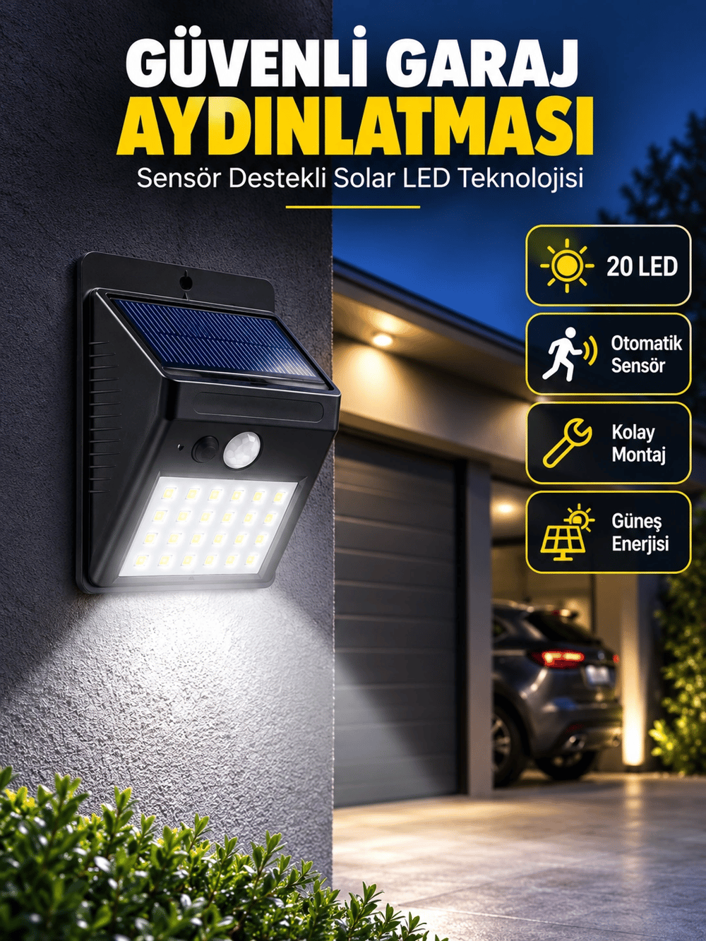 Kablo Gerektirmeyen Solar LED Bahçe ve Veranda Işığı Yeni Nesil