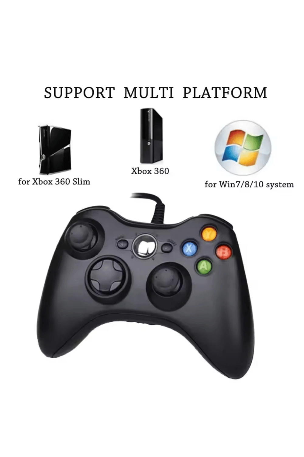 Kablolu siyah joystick titreşimli hızlı şarj destekli PC ve 360 uyumlu garantisiz