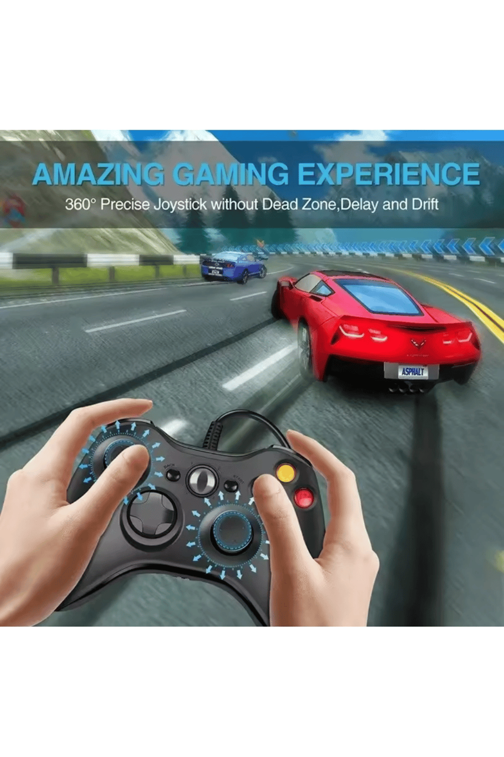 Kablolu siyah joystick titreşimli hızlı şarj destekli PC ve 360 uyumlu garantisiz