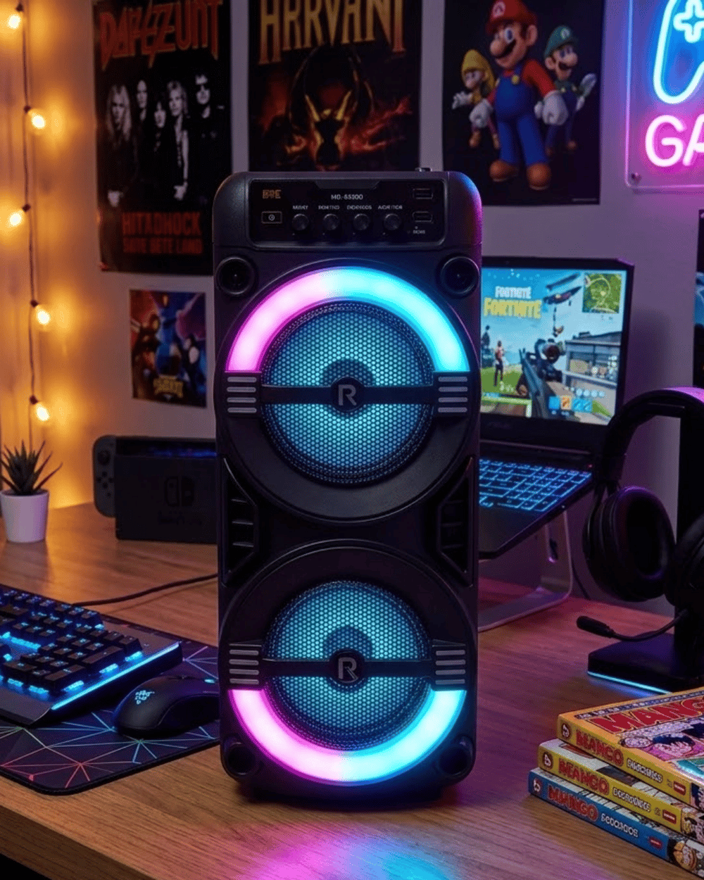 Kablosuz Bluetooth Hoparlör LED Işıklı USB ve TF Kart Destekli
