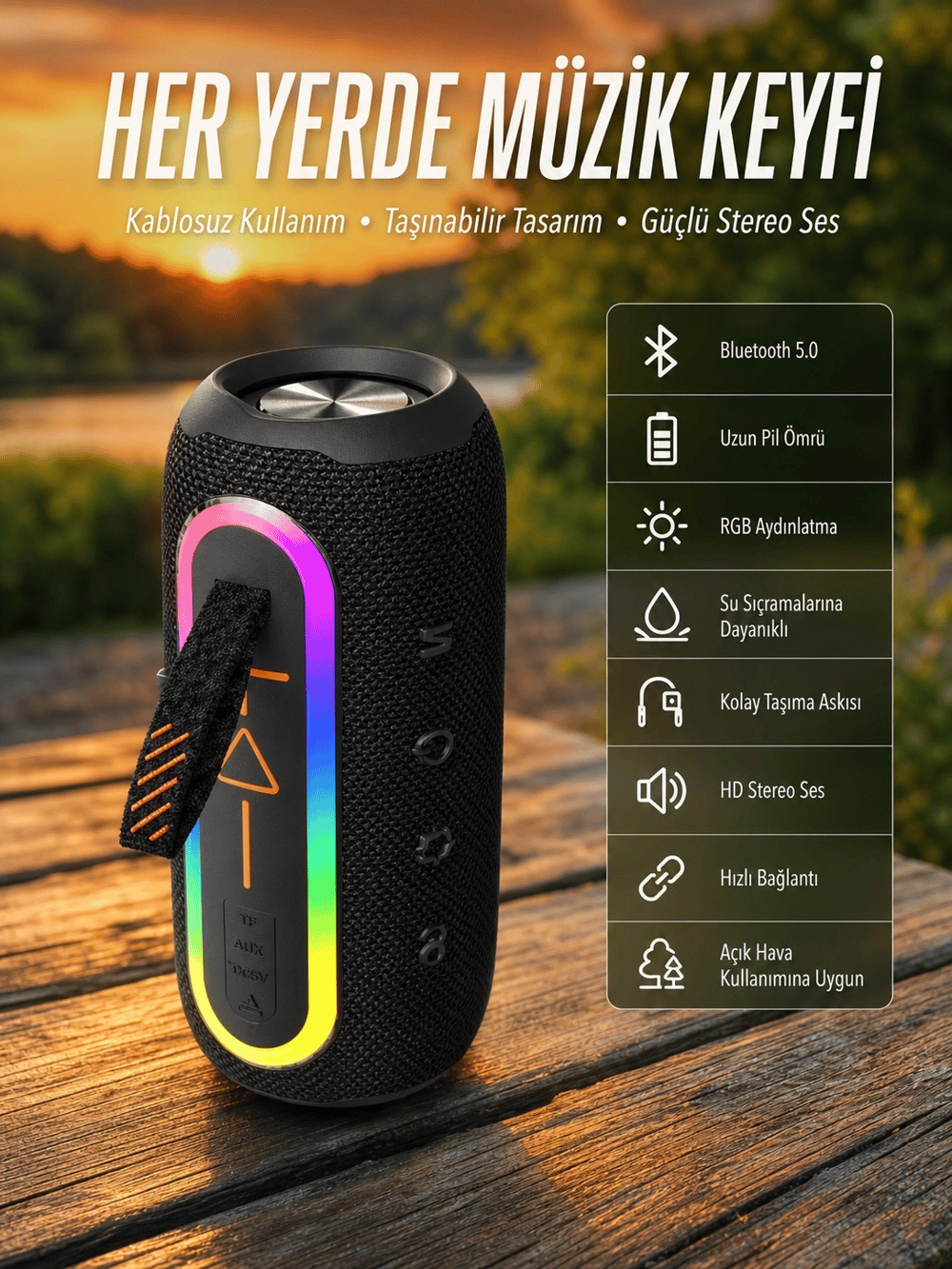 Kablosuz Bluetooth Hoparlör Taşınabilir Çoklu Bağlantılı Özelliği