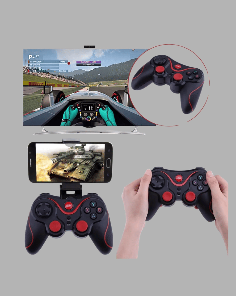 Kablosuz Bluetooth Oyun Kolu Mobil TV PC Uyumlu Ergonomik Tasarım