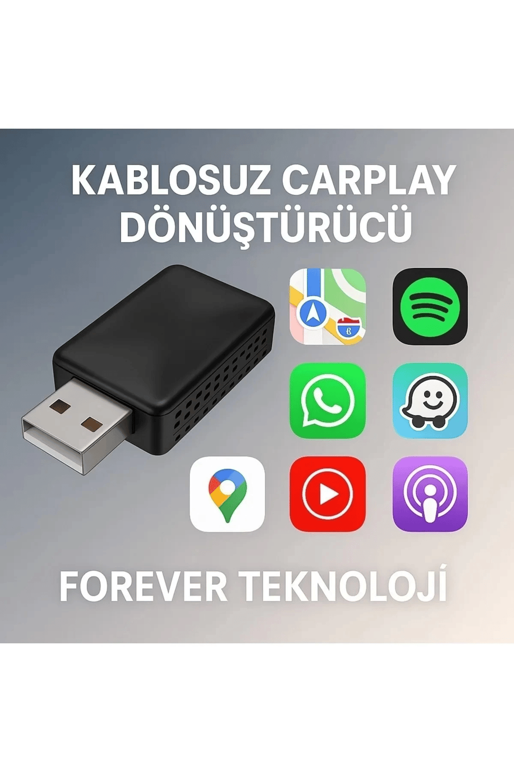 Kablosuz CarPlay & Android Auto Adaptörü - Apple ve Android Cihazlar İçin Evrensel Wireless Carplay Çevirici