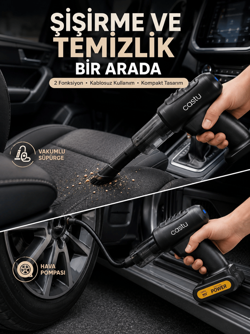 Kablosuz Hava Pompası ve Vakumlu El Süpürgesi