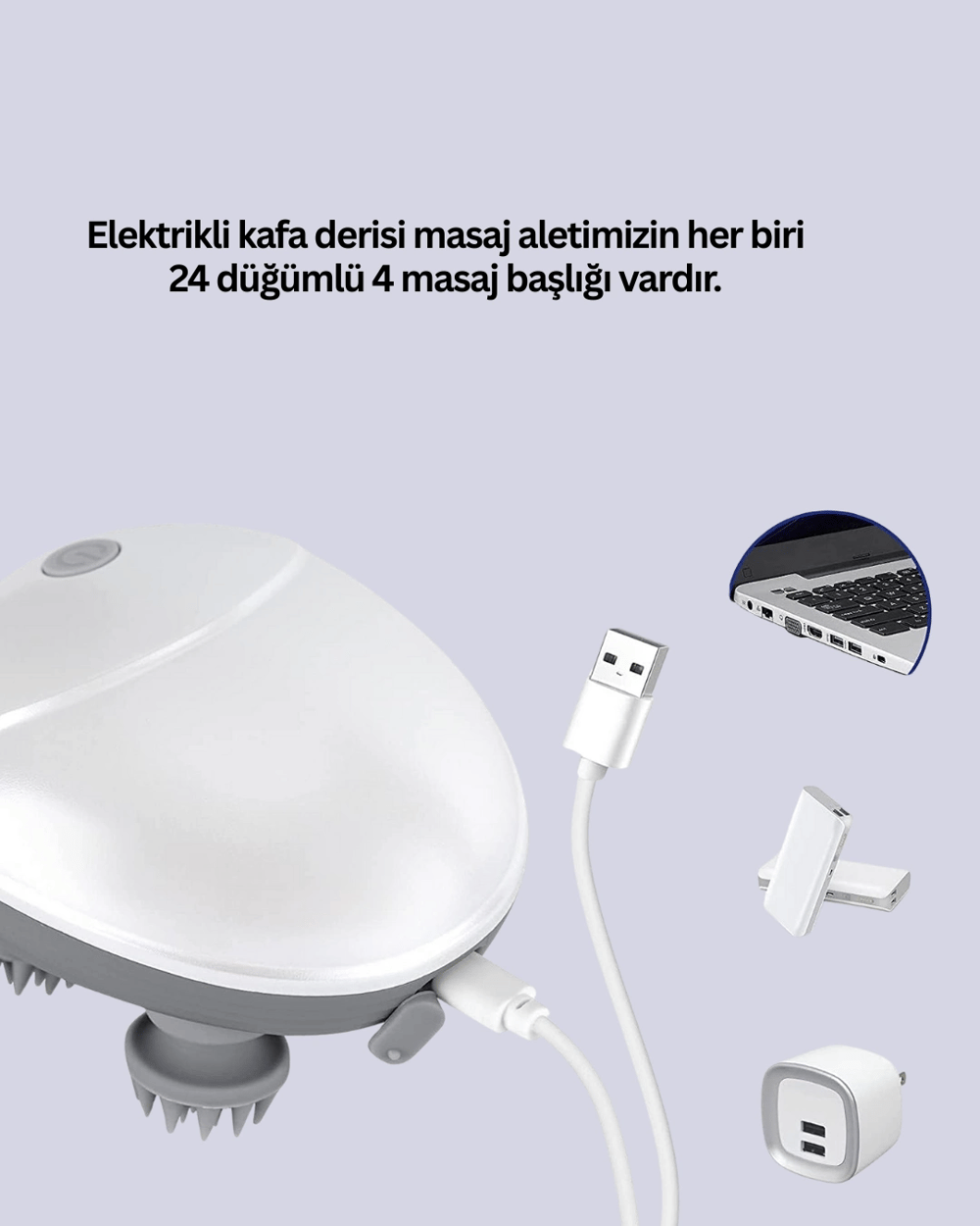 Kablosuz Kafa ve Vücut Masaj Aleti Taşınabilir Tasarım
