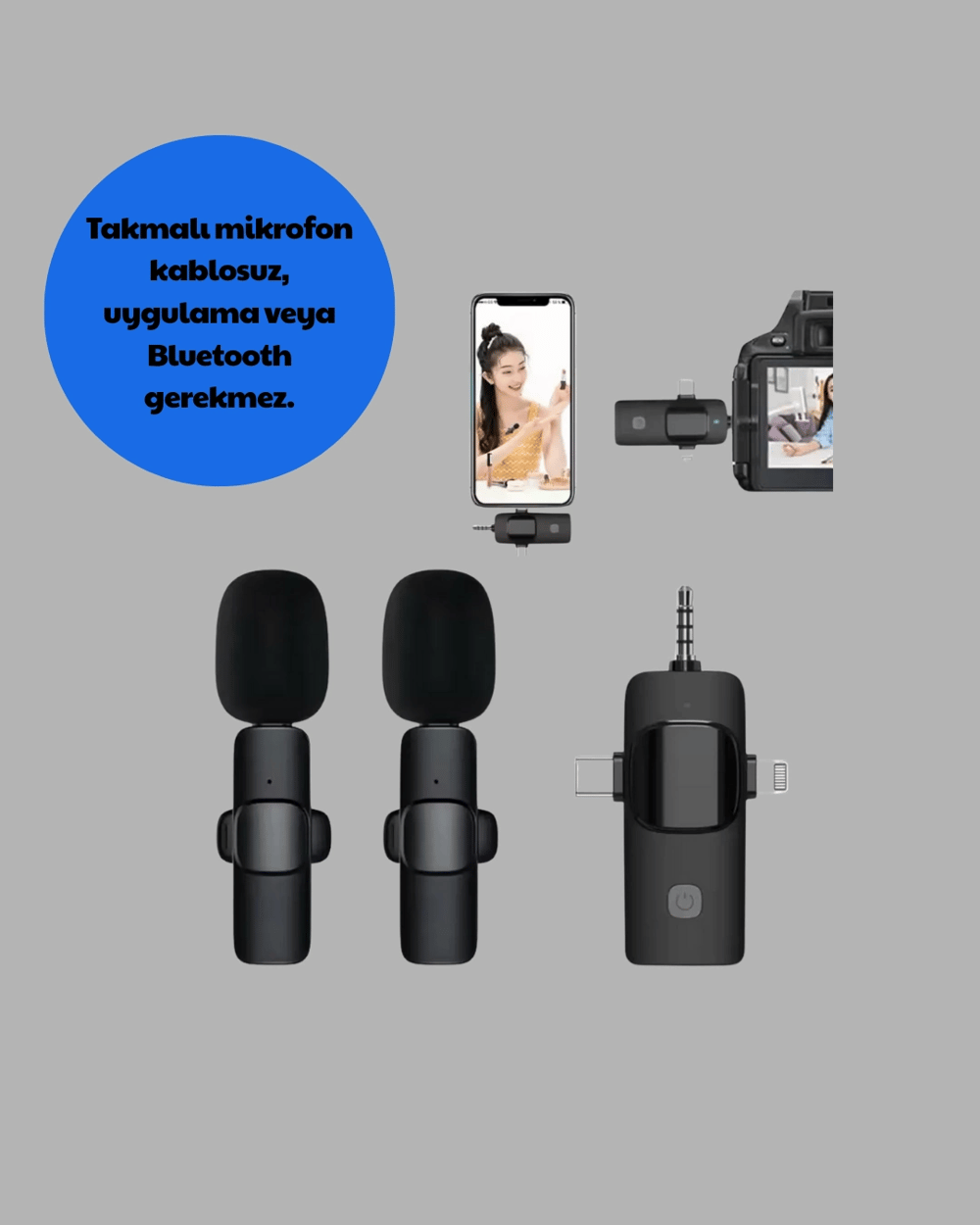 Kablosuz Mikrofon - Telefon ve Bilgisayar Uyumlu