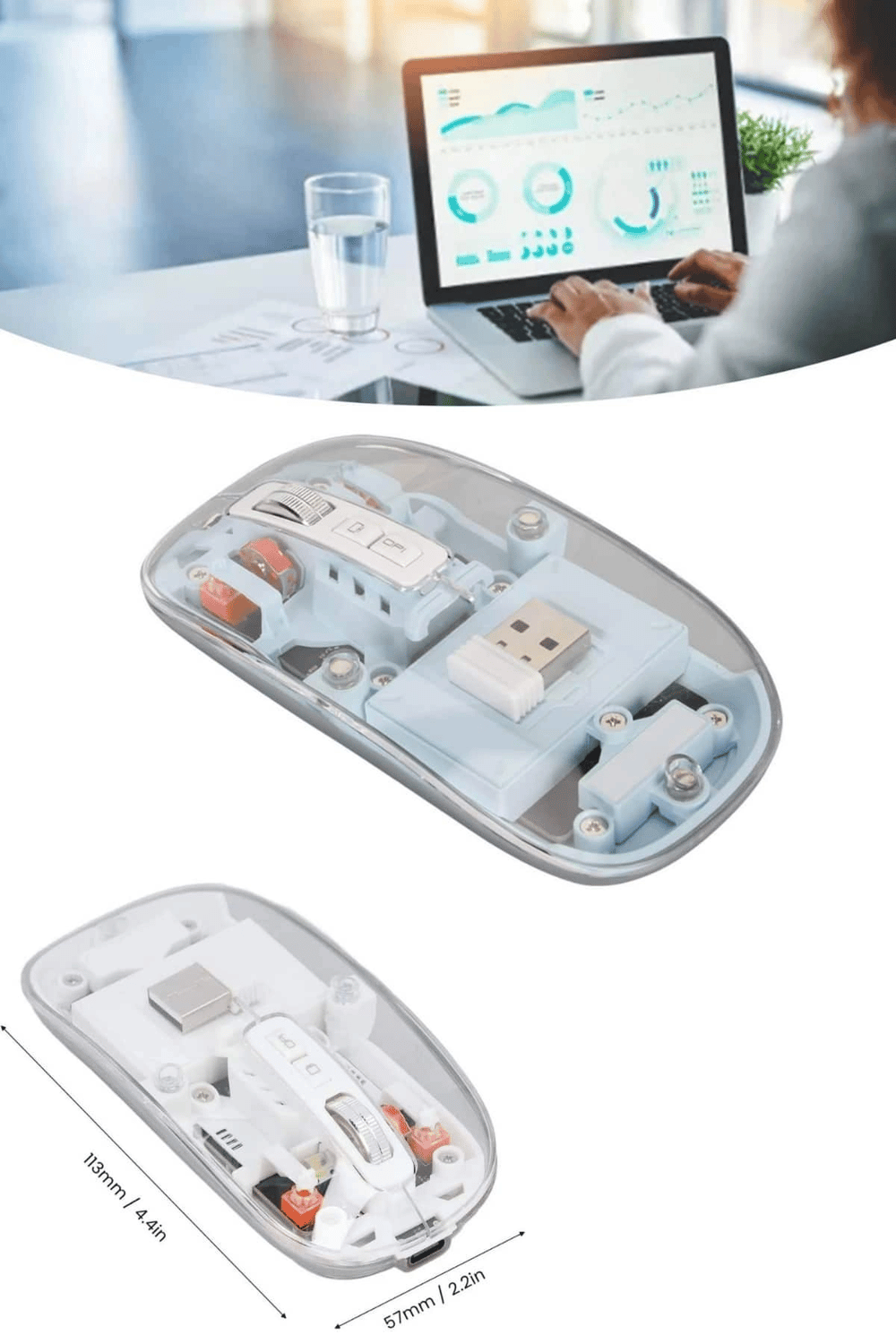 Kablosuz Mouse Fare Şarjlı Bluetooth Wireless Çift Modlu Sessiz