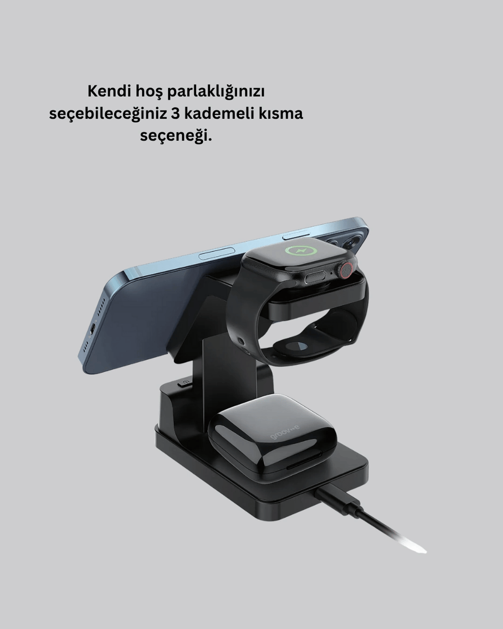 Kablosuz Şarjlı Dijital Masa Saati – 3 Parlaklık Seviyeli LED, Hızlı Şarj Yeni Nesil