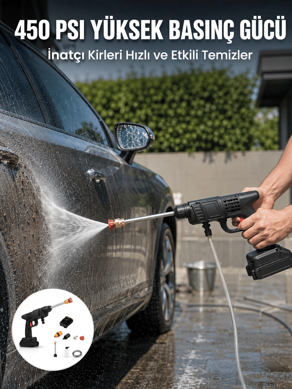 Kablosuz Taşınabilir Basınçlı Yıkama Tabancası Köpük Şişeli