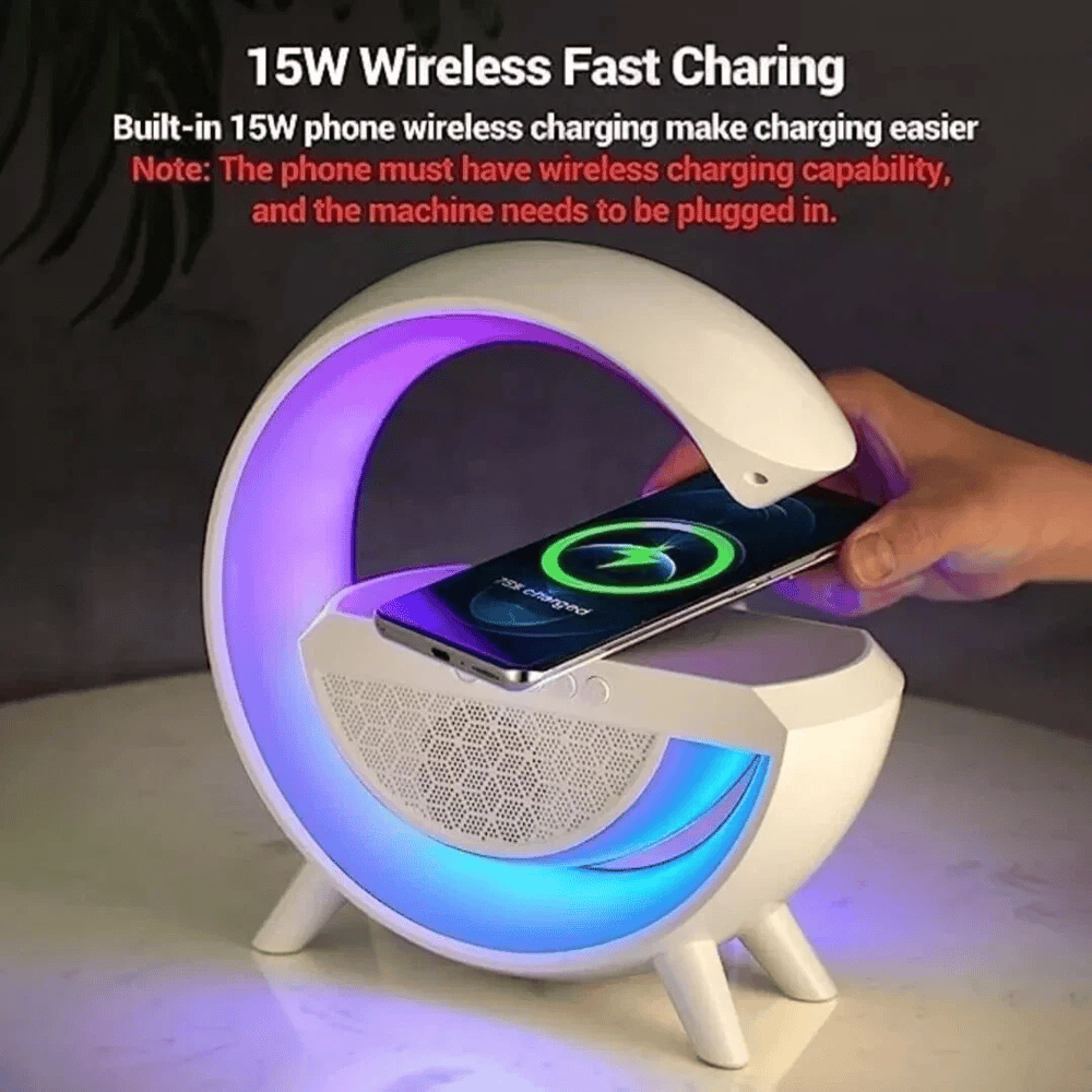 Kablosuz Telefon Şarj Bluetooth Hoparlör Istasyonu Ses Rgb Atmosfer Gece Işık Bt-2301 Bx40