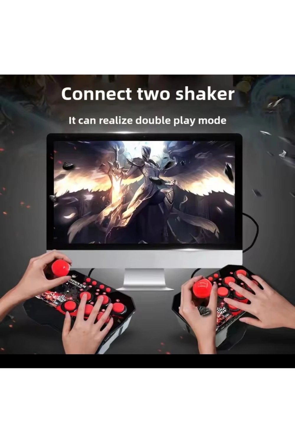 Kablosuz çift joystickli retro video oyun makinesi Bluetooth özellikli kırmızı renkli