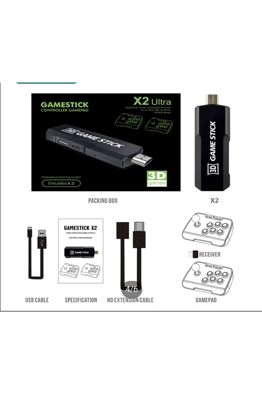 Kablosuz çift joystickli retro video oyun makinesi Bluetooth özellikli kırmızı renkli