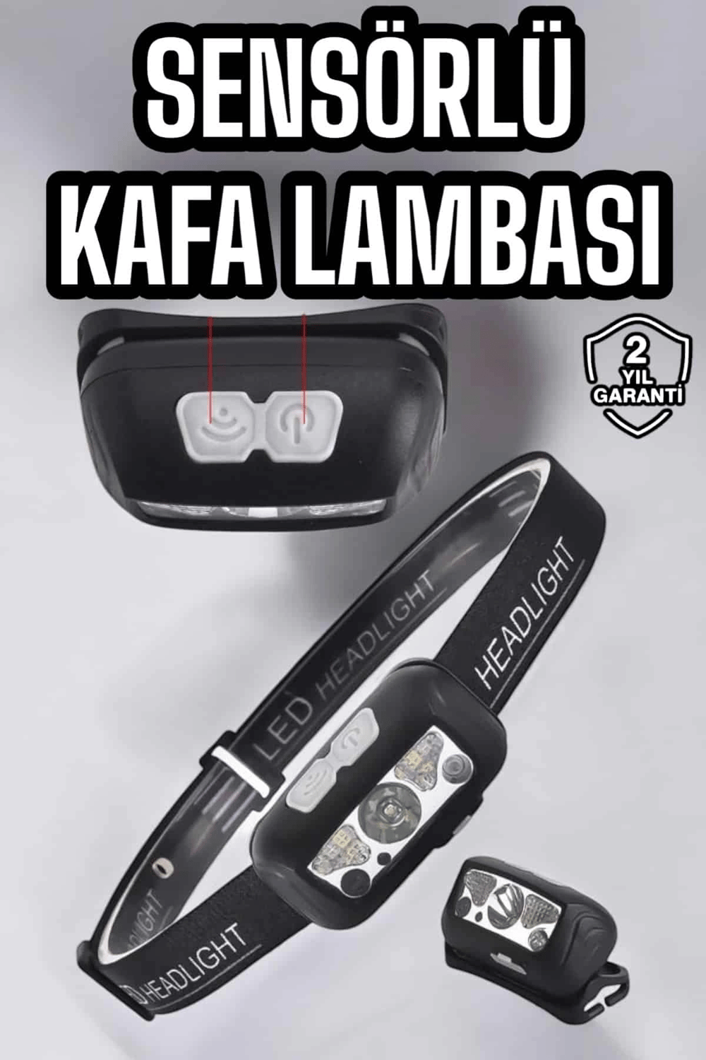 Kafa Lambası Kamp Lambası Sensörlü Şarjlı Ayarlanabilir