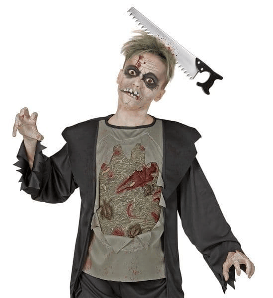 Kafaya Saplanmış Halloween Kanlı Testere Şaka Tacı Bx40