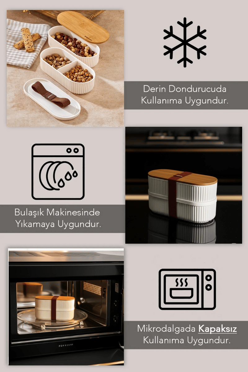 Kahvaltılık Ofis Okul Çocuk Beslenme Kabı Lunch Box Büyük Bölmeli