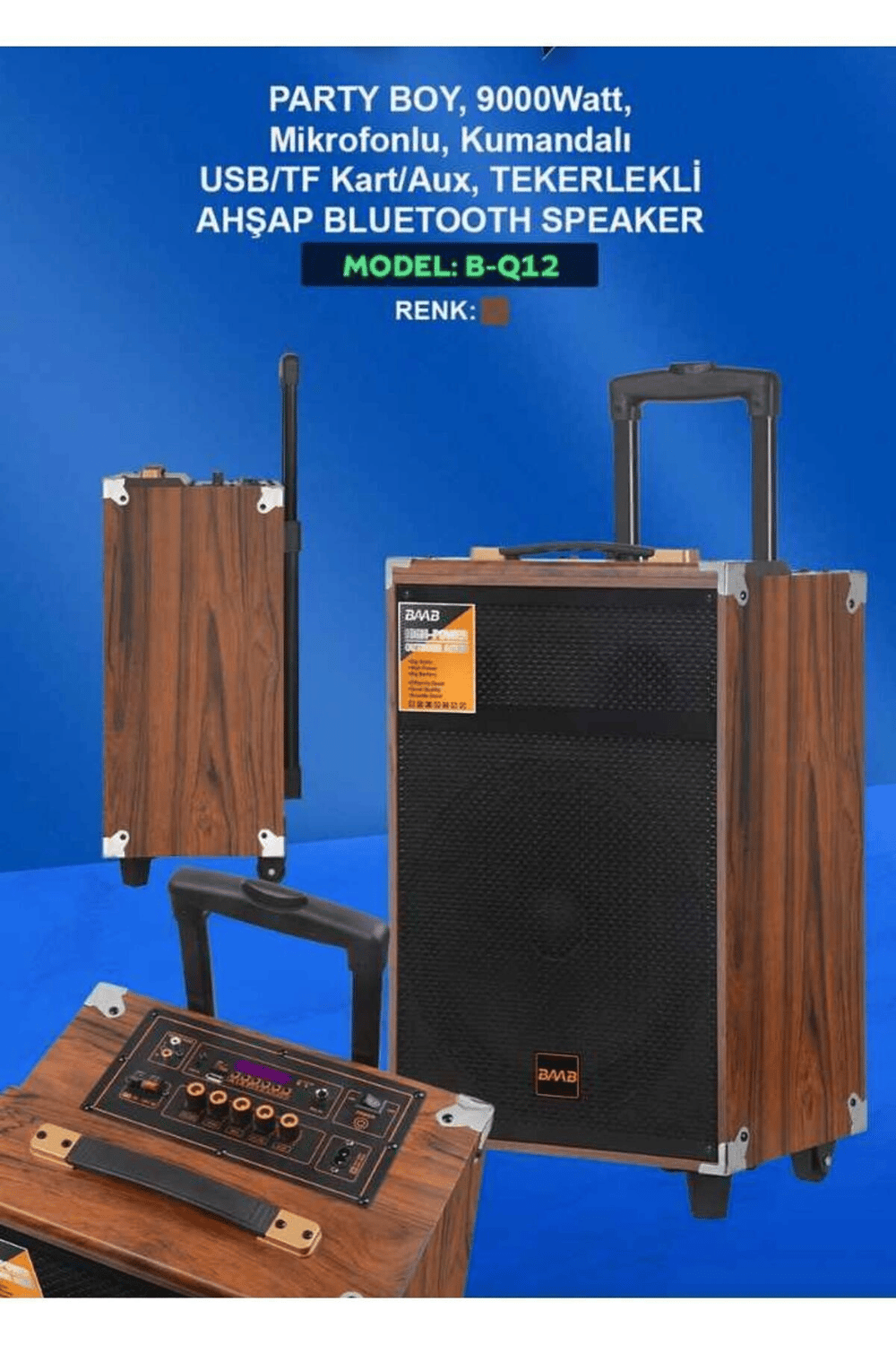 Kahverengi bluetooth hoparlör mikrofonlu kumandalı çoklu bağlantı 5-10 saat dinleme