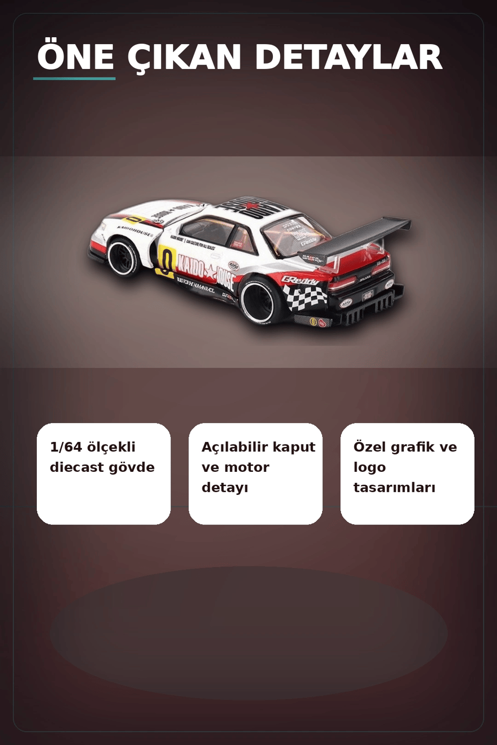 Kaido House 1/64 Diecast Nissan Silvia S13-R Circuit Spec V1 Metal Model Araba BX-313374