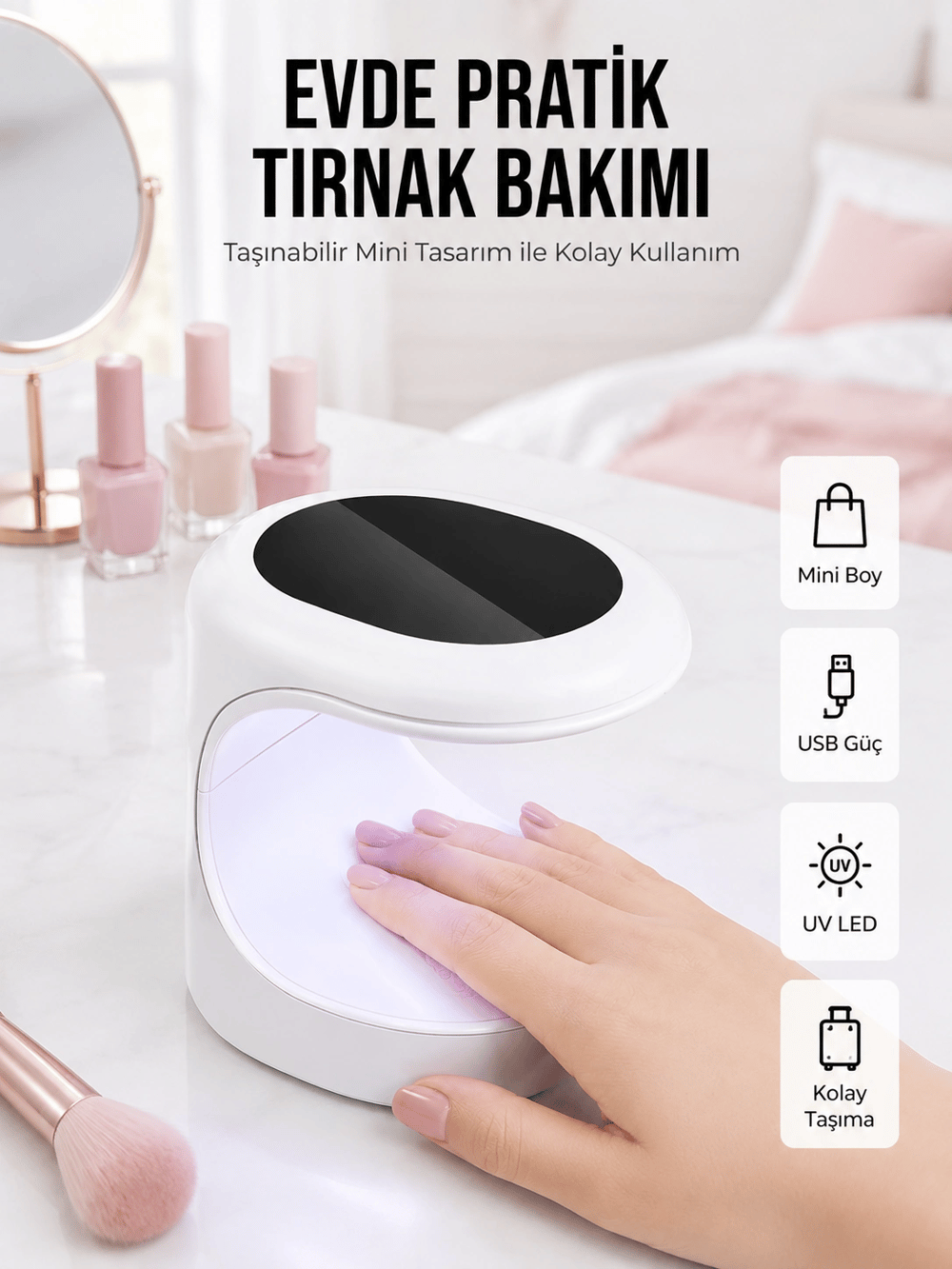 Kalıcı Oje Kurutucu Mini UV Işınlı Taşınabilir Hızlı ve Pratik Oje Kurutucu