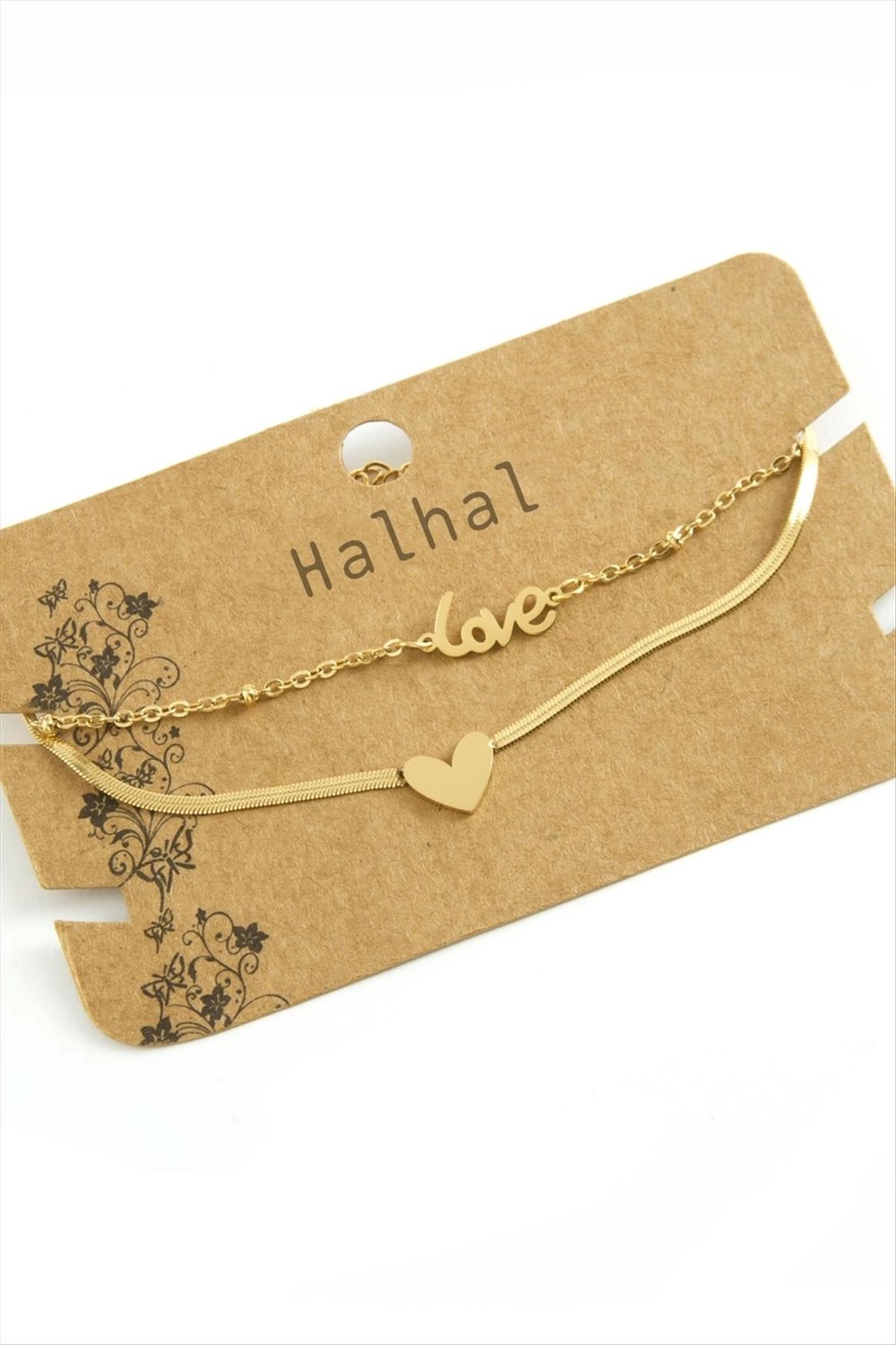 Kalp Love Yazılı Lüks Çelik Halhal