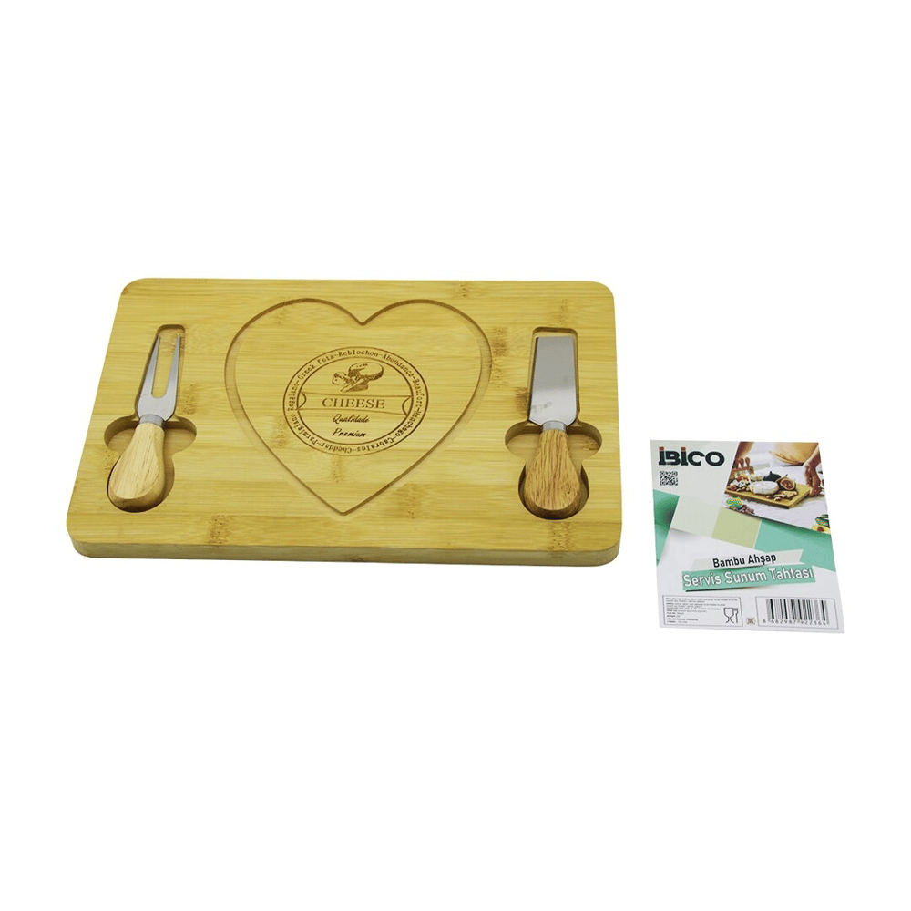 Kalpli Bıçak Sağ-solahşap Bambu Kahvaltı Peynir Sunum Pano2 Bıçak=ahşap Sap19x29x1.5cm Bx40