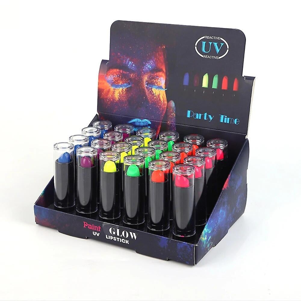Karanlıkta Parlayan Yanan UV Neon Ruj Yüz Boyama 6 Adet 6 Renk (3936)