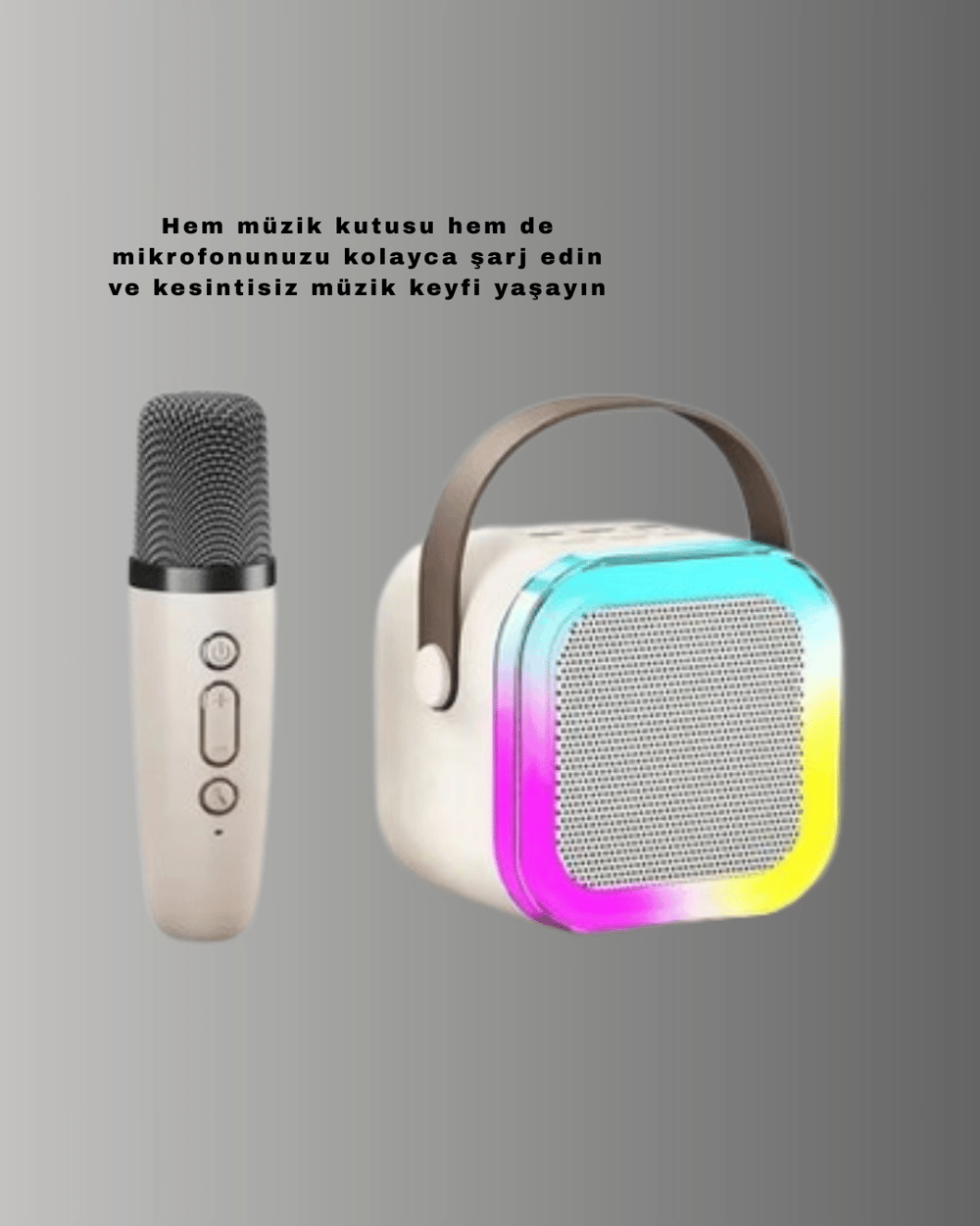Karaoke Mikrofon Hoparlör Seti Bluetooth Kablosuz Taşınabilir