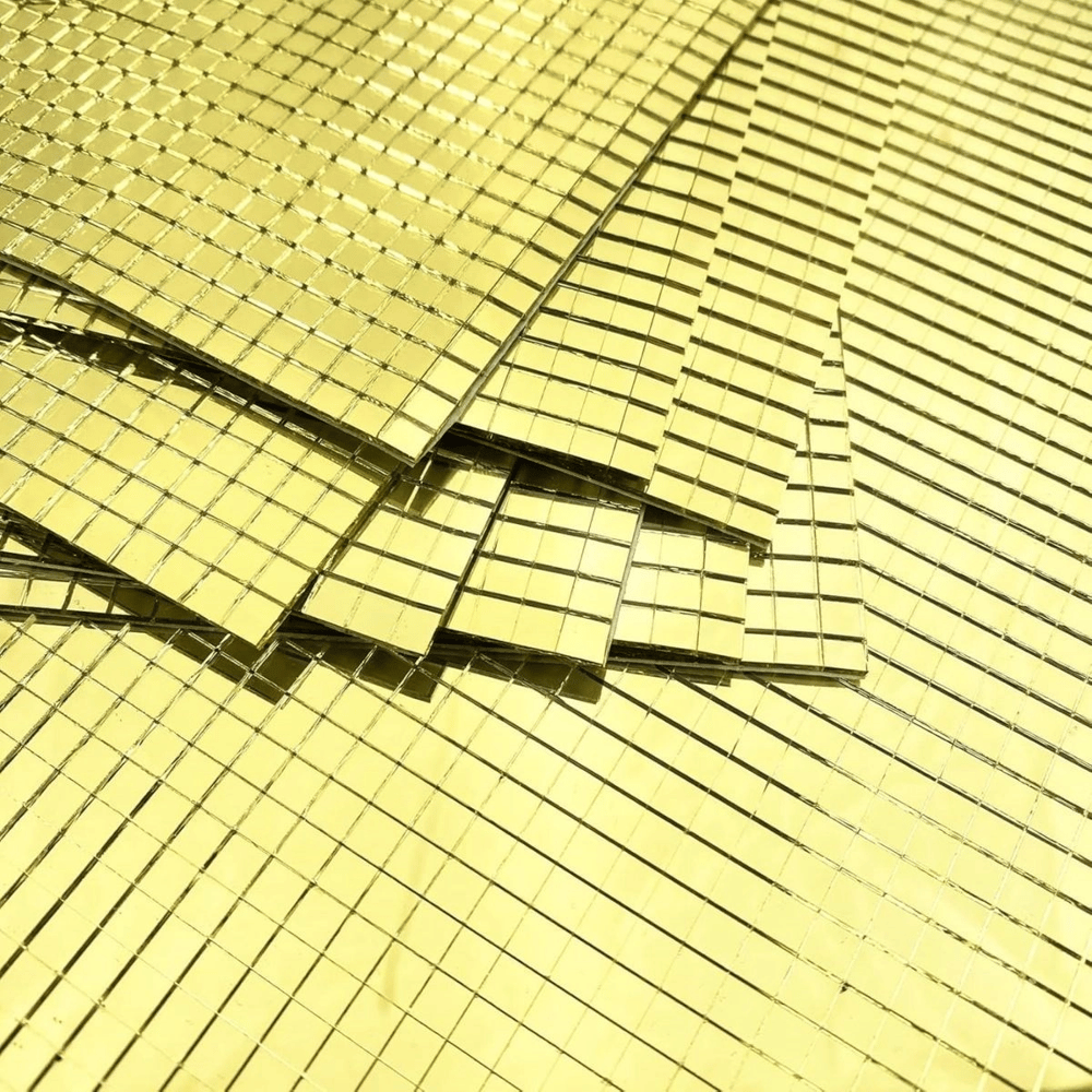 Kare Gold Cam Mozaik Fayans Çıkartmaları El İşi Kare Cam Fayans Kendinden Yapışkanlı Aynalı Dekor Panel 30x30 Cm Bx40