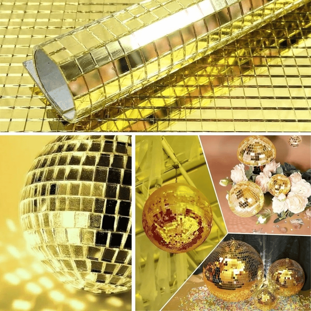 Kare Gold Cam Mozaik Fayans Çıkartmaları El İşi Kare Cam Fayans Kendinden Yapışkanlı Aynalı Dekor Panel 30x30 Cm Bx40