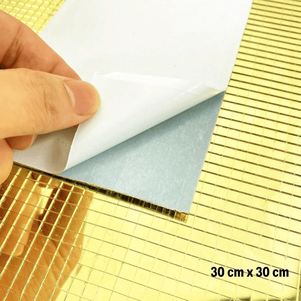 Kare Gold Cam Mozaik Fayans Çıkartmaları El İşi Kare Cam Fayans Kendinden Yapışkanlı Aynalı Dekor Panel 30x30 Cm Bx40