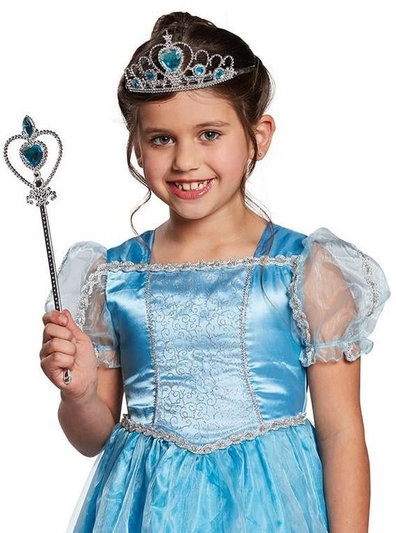 Karlar Ülkesi Elsa Mavi Kalpli Taç ve Mavi Asa Seti Çocuk Boy (3936)